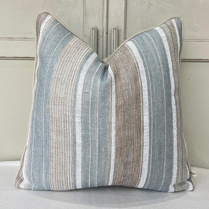 Cushions Made In Fermoie Luxury Designer Carskiey Broad Stripe Beige Blue Cushion Pillow Throw Cover