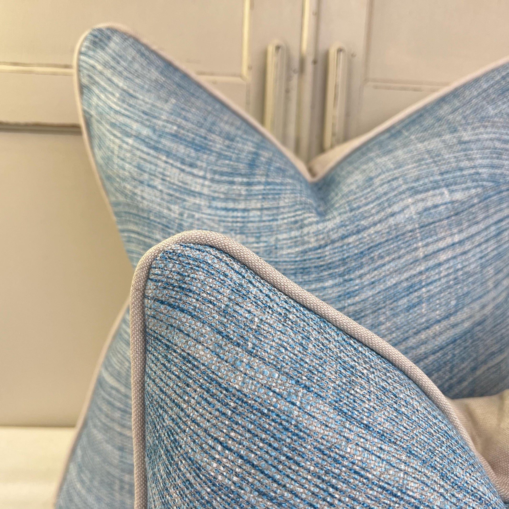 Cushions Made In Fermoie Wave Luxury Designer Decorative Rich Blue Linen Cushion Pillow Throw Cover.