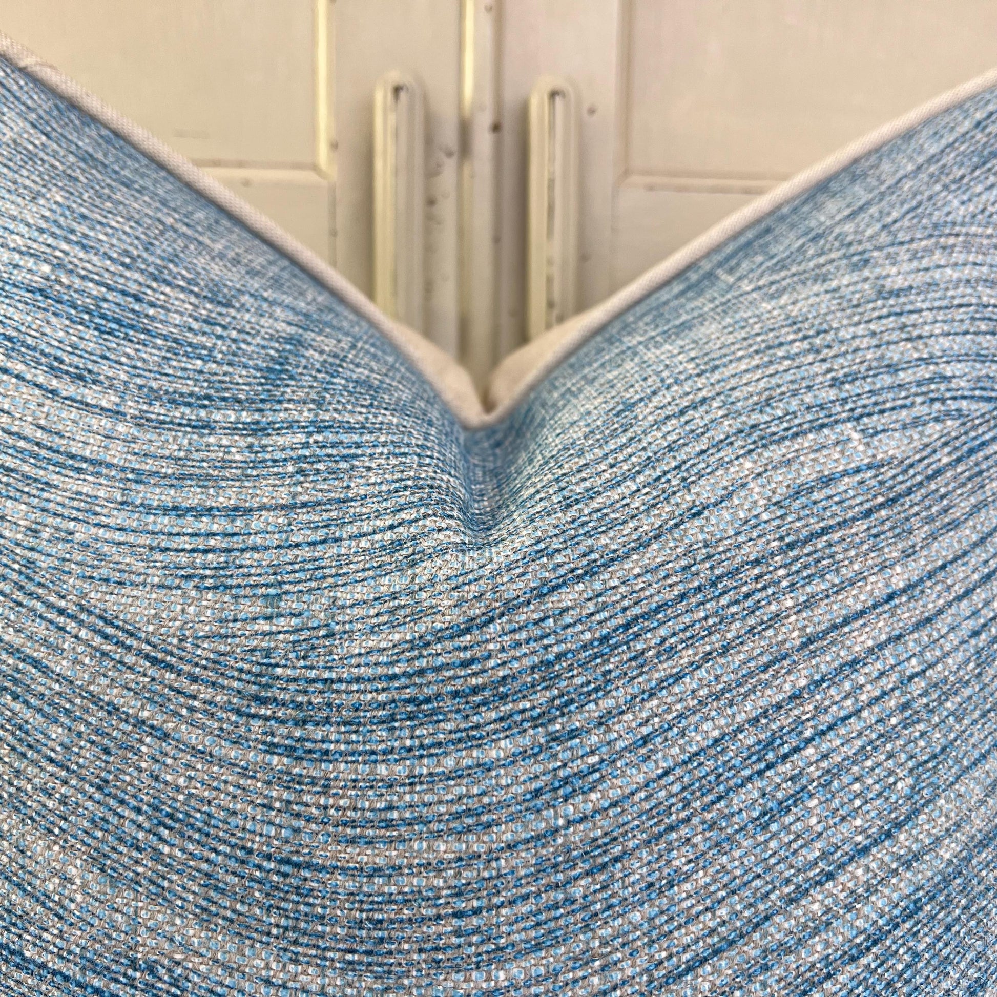Cushions Made In Fermoie Wave Luxury Designer Decorative Rich Blue Linen Cushion Pillow Throw Cover.