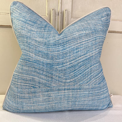 Cushions Made In Fermoie Wave Luxury Designer Decorative Rich Blue Linen Cushion Pillow Throw Cover.