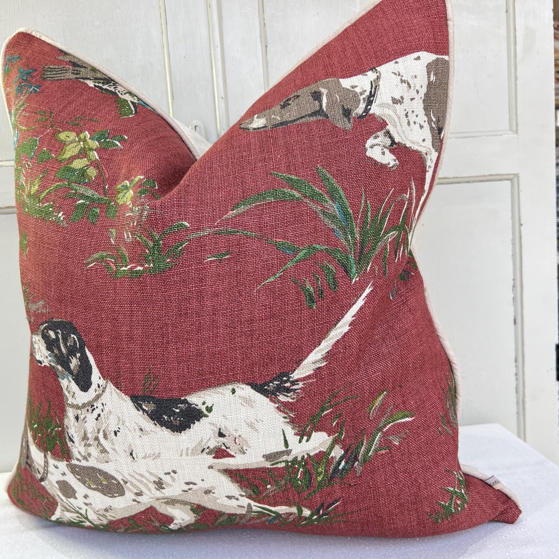 Schumacher Luxury Designer Pointers Burgundy Cushion Pillow Cover