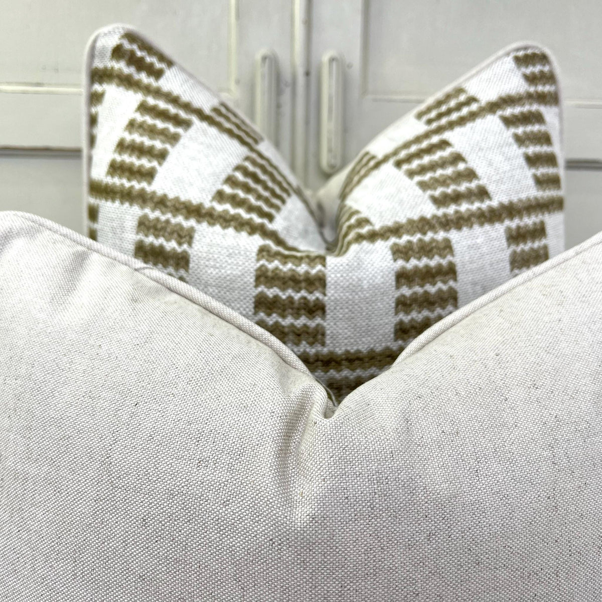 Cushions Made In Fermoie Cove Linen Luxury Designer Decorative Olive Green Neutral Cushion Pillow Throw Cover
