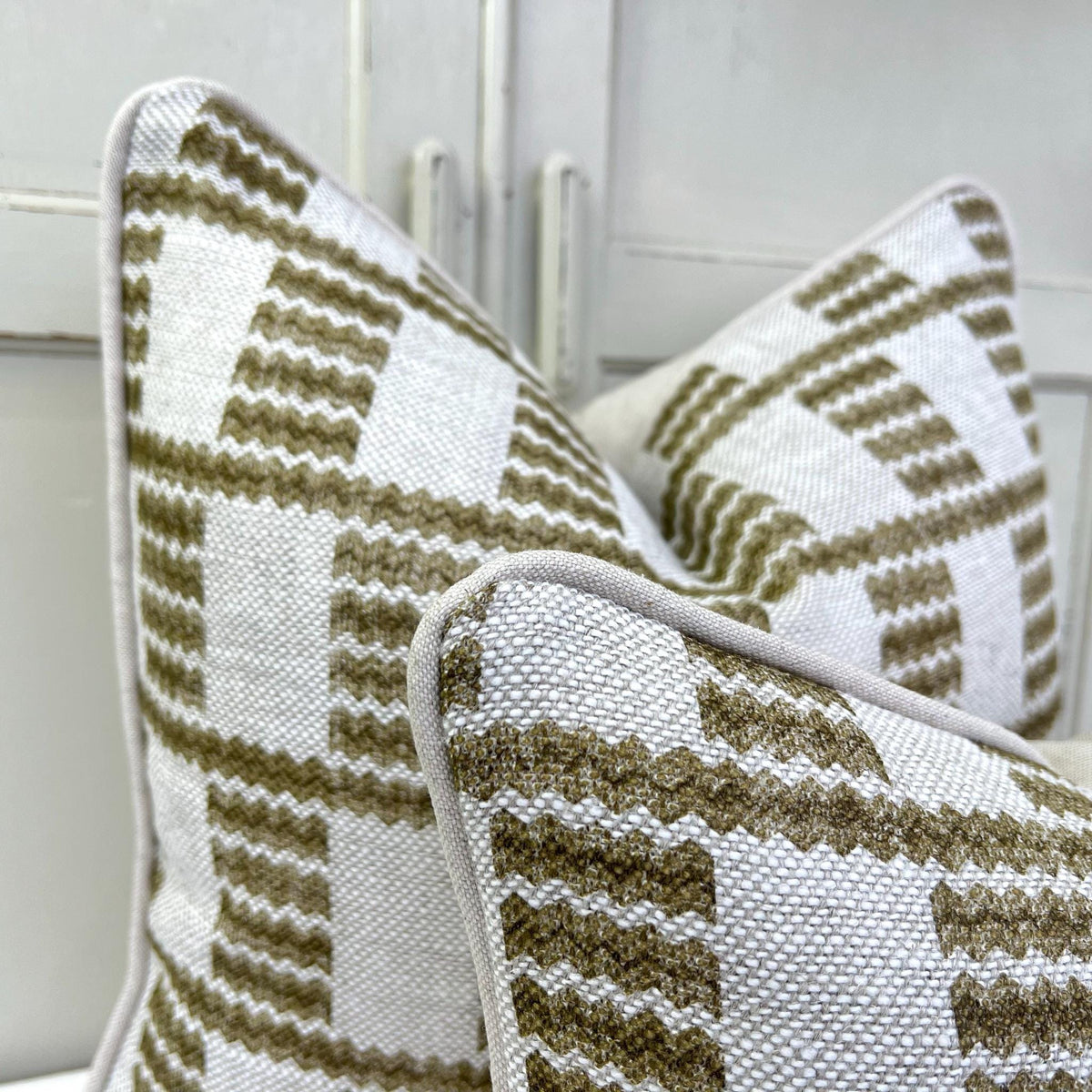 Cushions Made In Fermoie Cove Linen Luxury Designer Decorative Olive Green Neutral Cushion Pillow Throw Cover