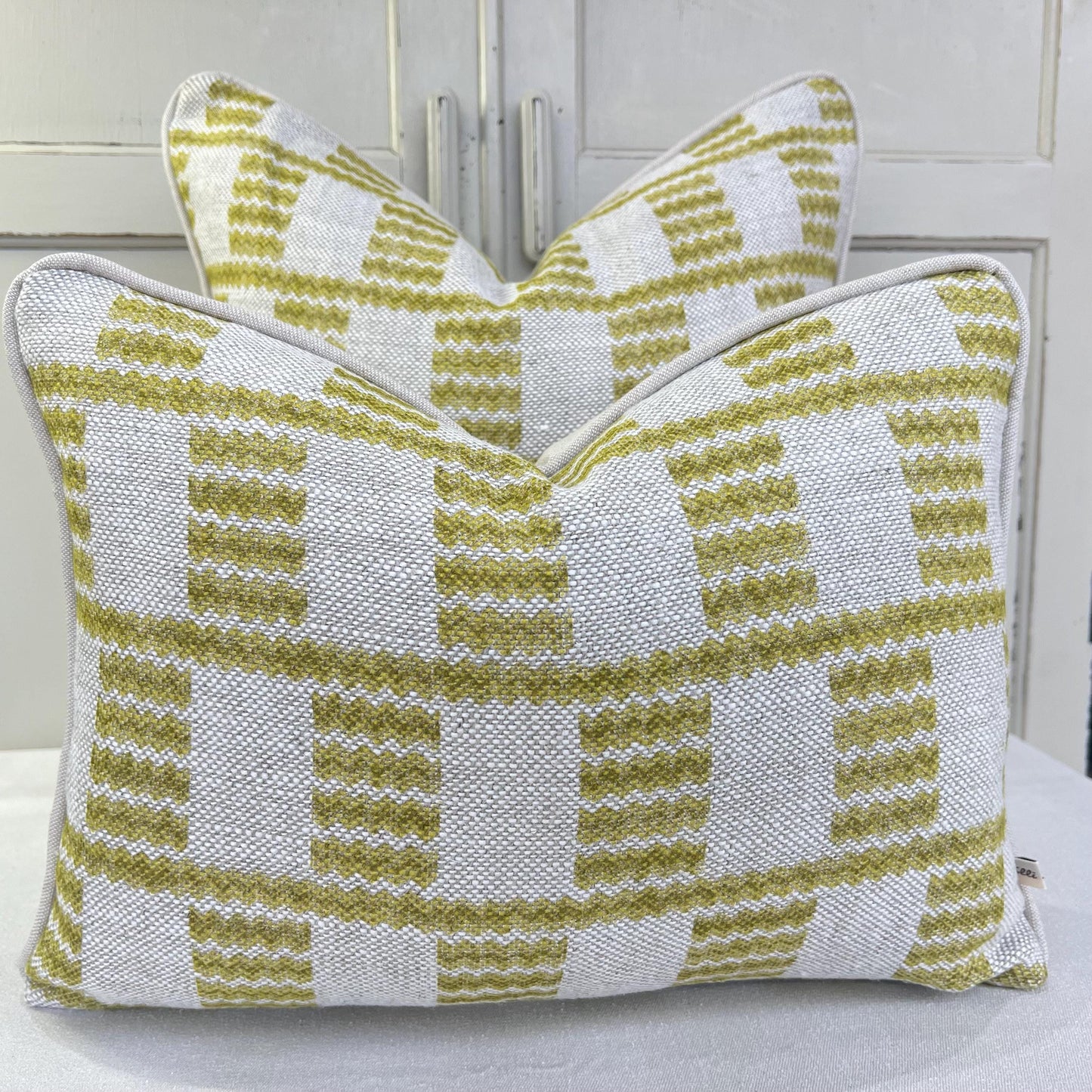 Cushions Made In Fermoie Cove Linen Luxury Designer Decorative Chartreuse Neutral Cushion Pillow Throw Cover
