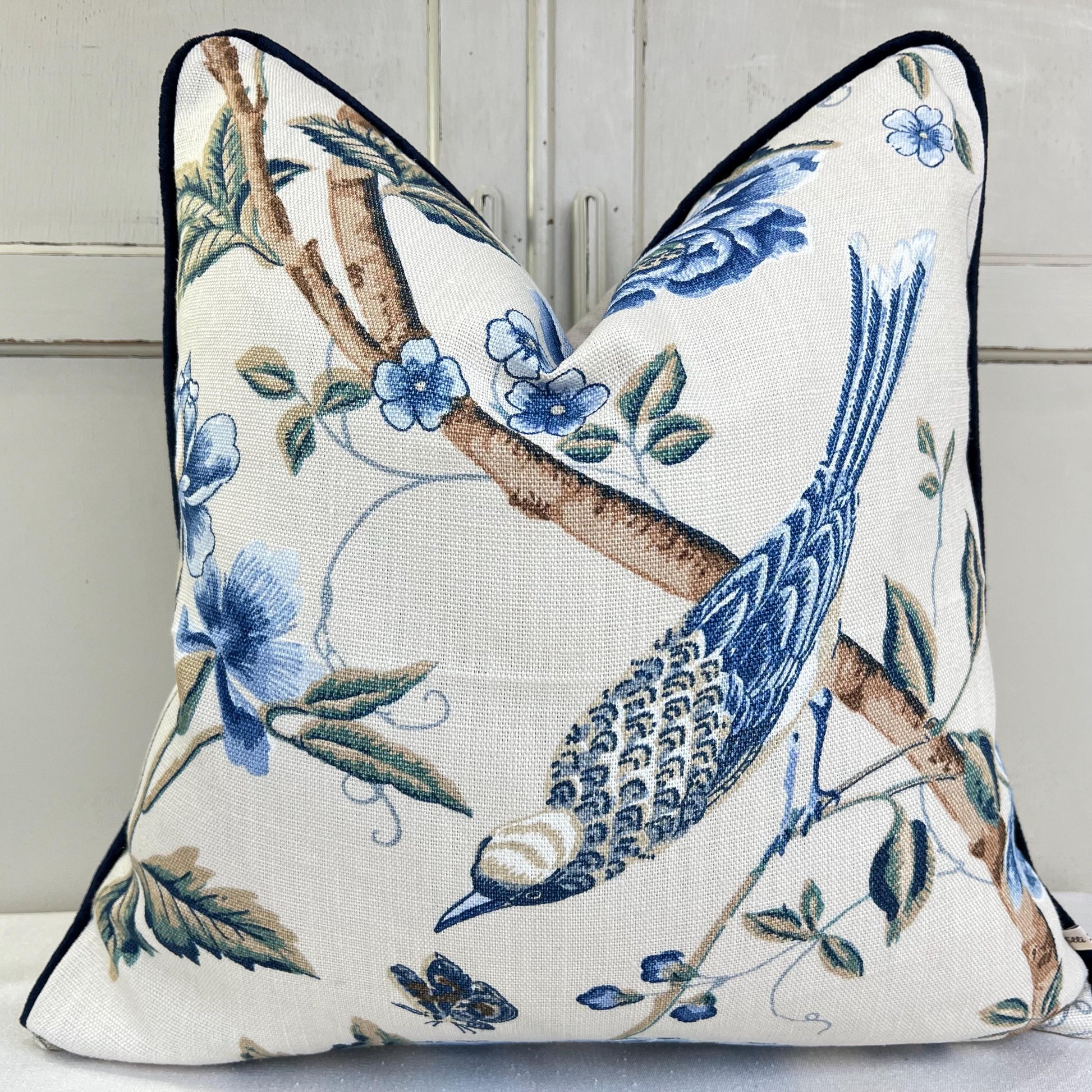 GP & J Baker Elinors Blue Green Bird Luxury Designer Decorative Cushion Throw Pillow Cover