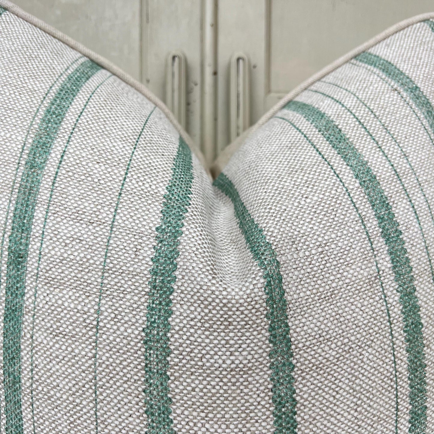 Cushions Made In Fermoie Carskiey Single Stripe Luxury Designer Decorative Neutral Green Linen Cushion Pillow Throw Cover