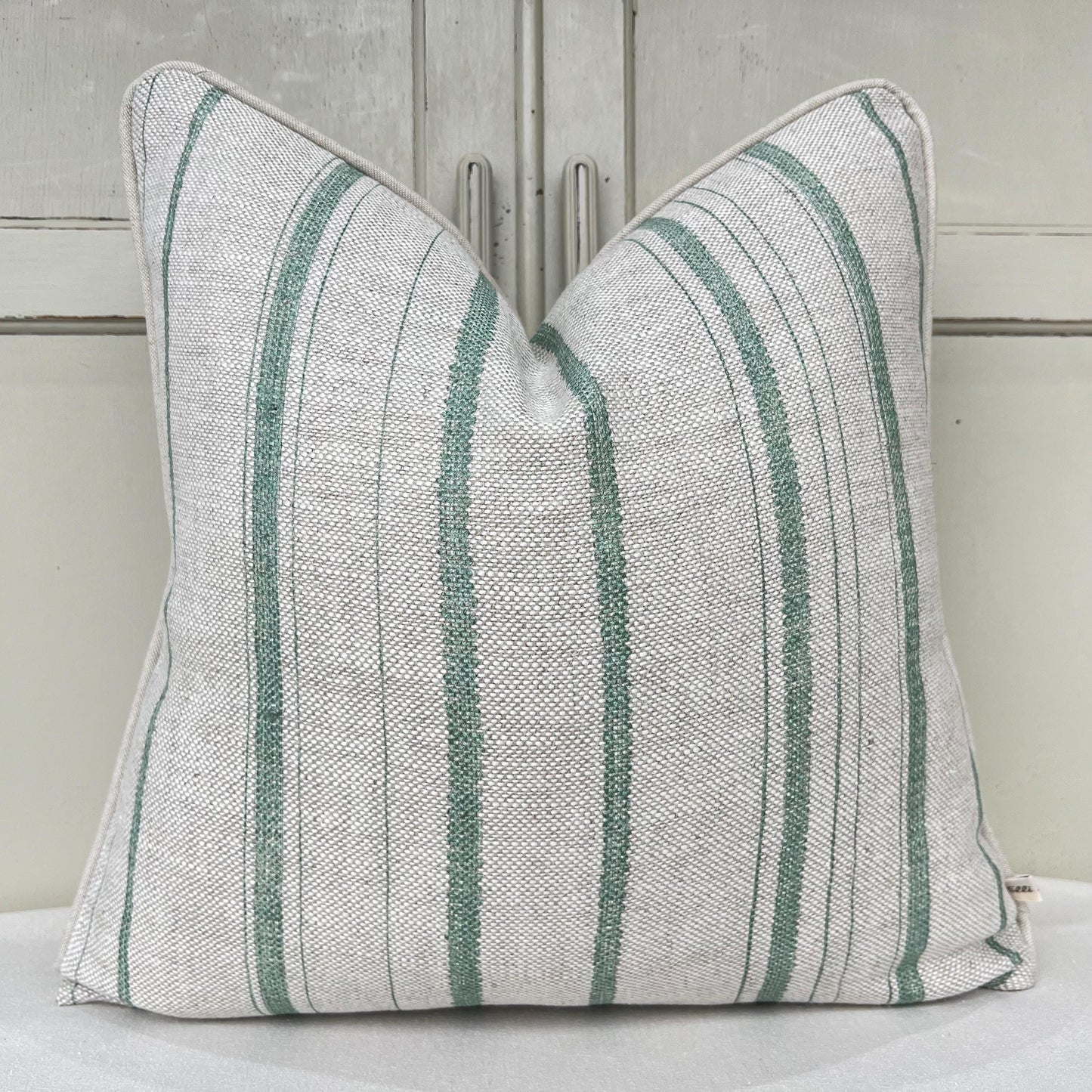 Cushions Made In Fermoie Carskiey Single Stripe Luxury Designer Decorative Neutral Green Linen Cushion Pillow Throw Cover