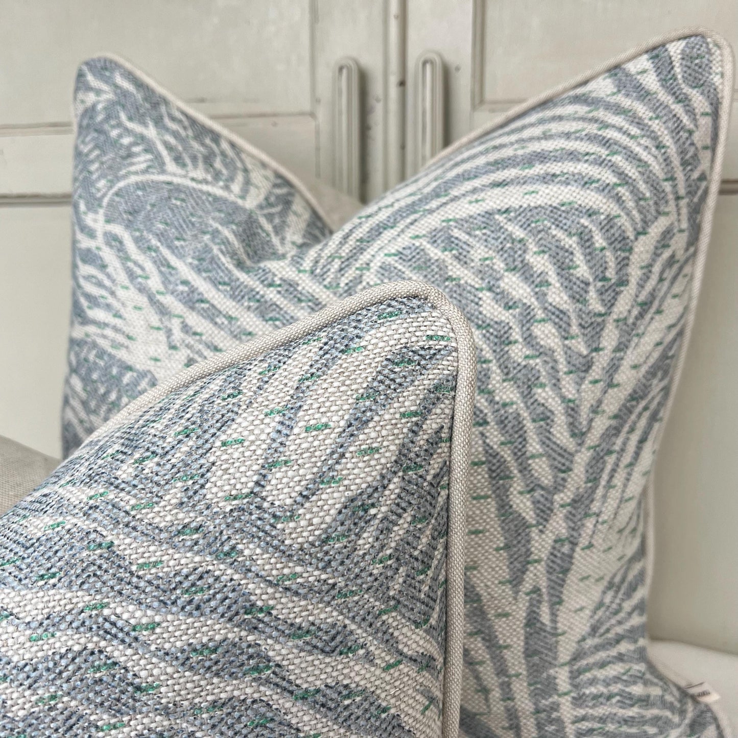 Cushions Made In Fermoie Savernake Linen Luxury Designer Decorative Pale Blue Cushion Pillow Throw Cover
