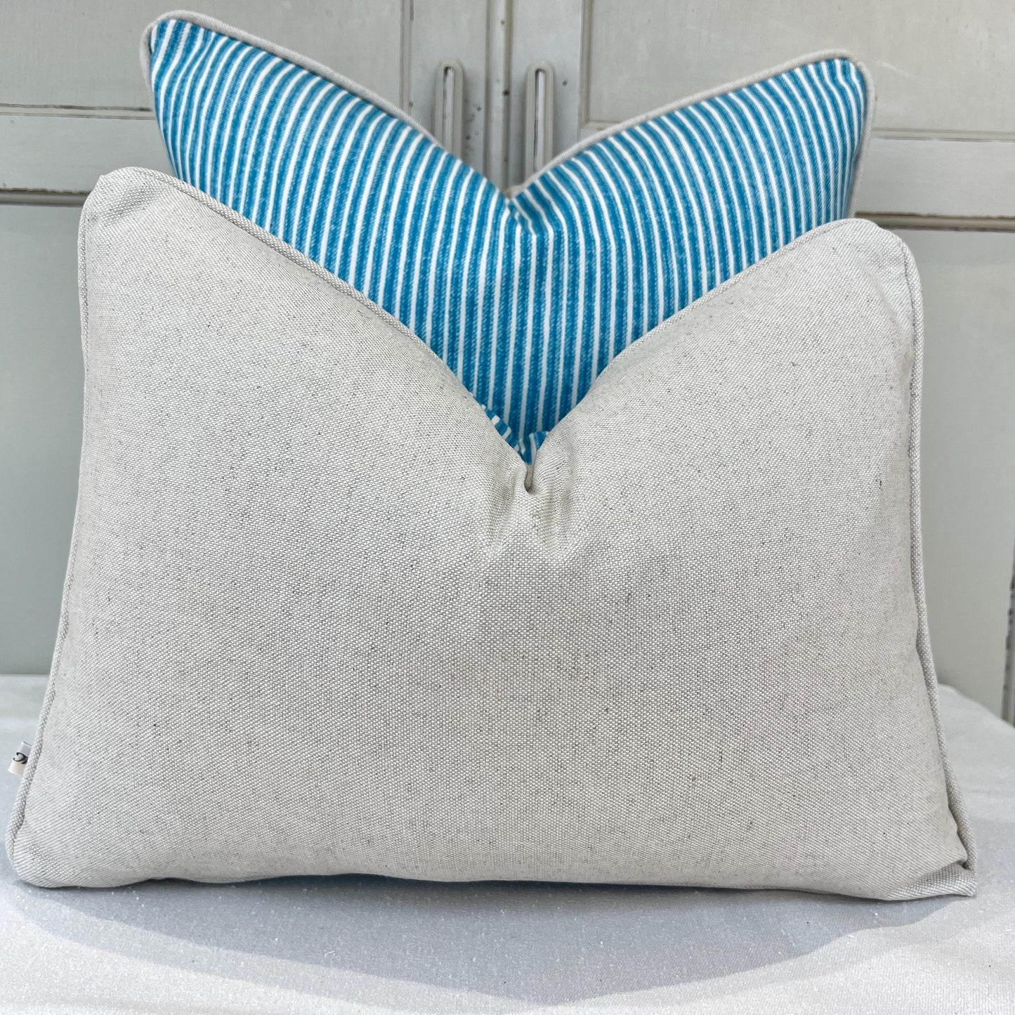 Cushions Made In Fermoie Luxury Designer Poulton Stripe Turquise Blue Cushion Pillow Throw Cover