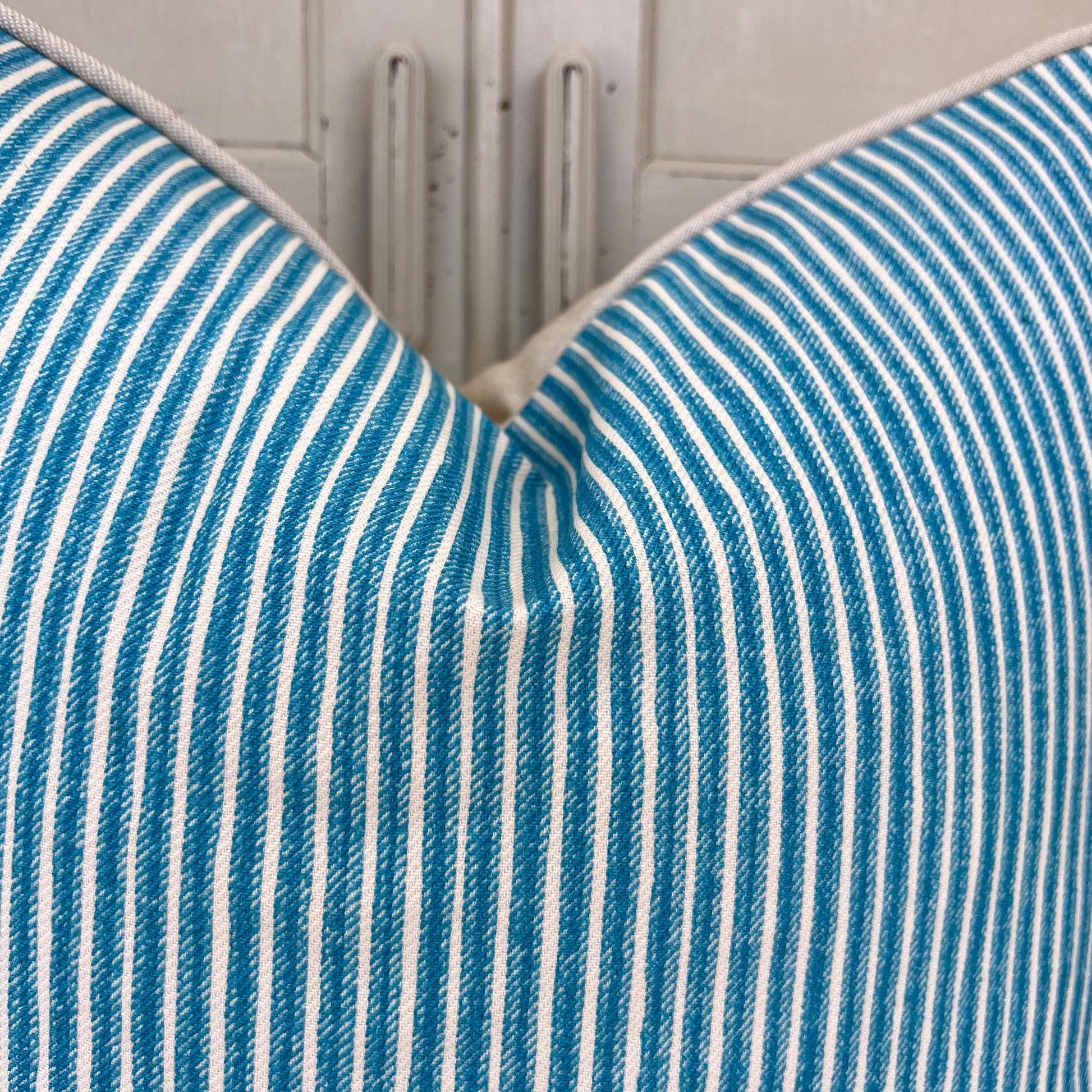 Cushions Made In Fermoie Luxury Designer Poulton Stripe Turquise Blue Cushion Pillow Throw Cover
