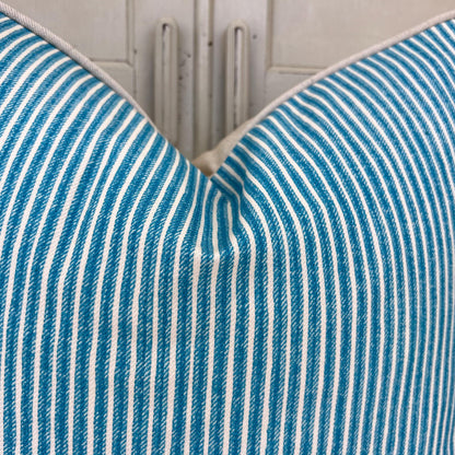 Cushions Made In Fermoie Luxury Designer Poulton Stripe Turquise Blue Cushion Pillow Throw Cover