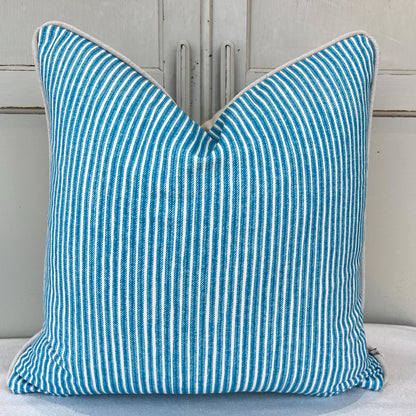 Cushions Made In Fermoie Luxury Designer Poulton Stripe Turquise Blue Cushion Pillow Throw Cover