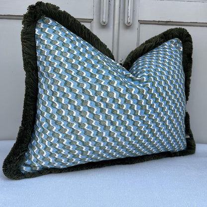 Cushions Made In Fermoie Ruffle Blue Green Cotton Decorative Sofa Throw Pillow Cover