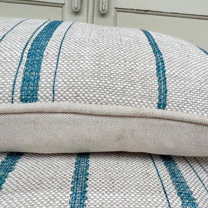 Cushions Made In Fermoie Carskiey Single Stripe Luxury Designer Decorative Neutral Bright Blue Linen Cushion Pillow Throw Cover
