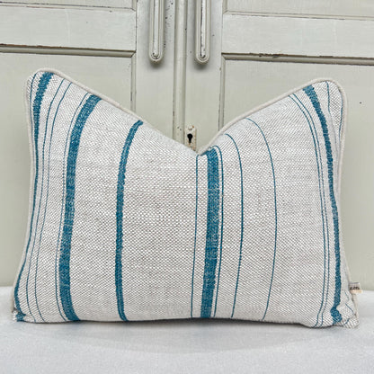 Cushions Made In Fermoie Carskiey Single Stripe Luxury Designer Decorative Neutral Bright Blue Linen Cushion Pillow Throw Cover