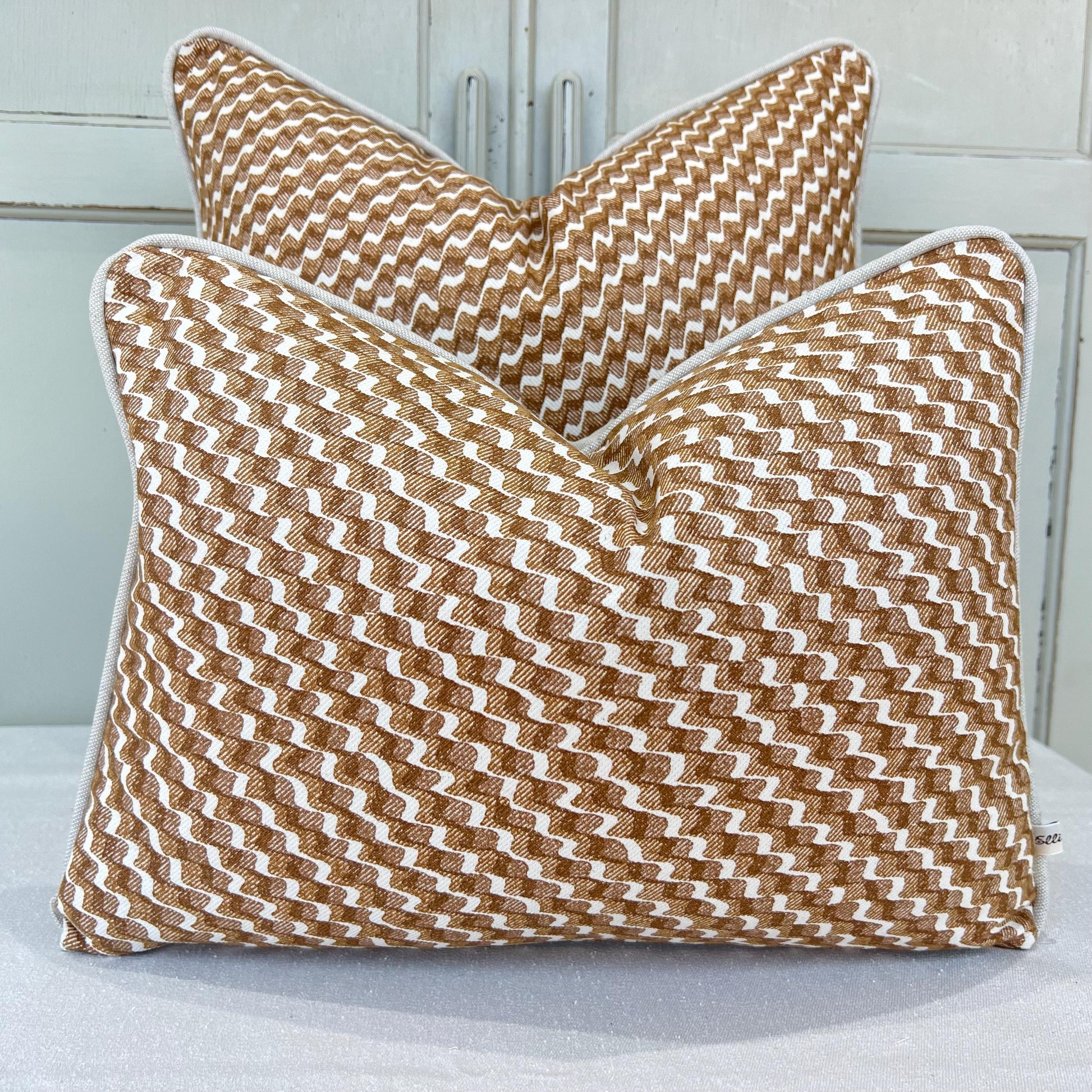 Cushions Made In Fermoie Ruffle Brown Beige Cotton Decorative Sofa Throw Pillow Cover