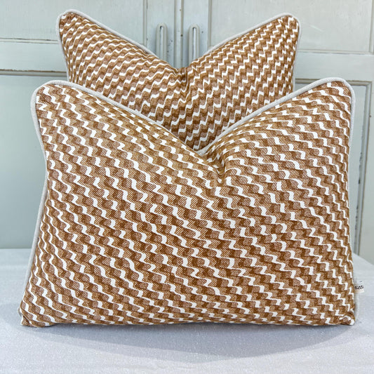 Cushions Made In Fermoie Ruffle Brown Beige Cotton Decorative Sofa Throw Pillow Cover