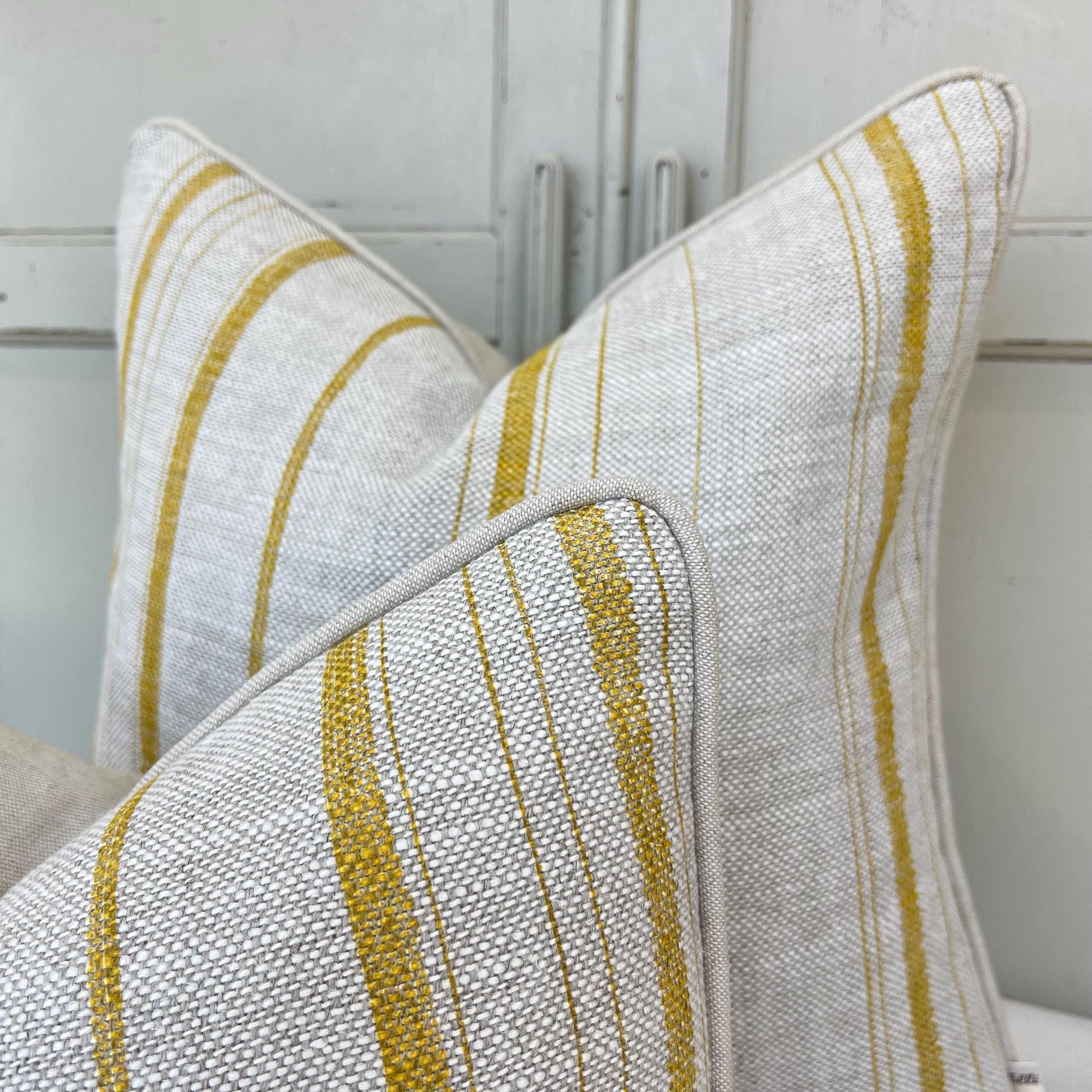 Cushions Made In Fermoie Carskiey Single Stripe Luxury Designer Decorative Neutral Yellow Linen Cushion Pillow Throw Cover