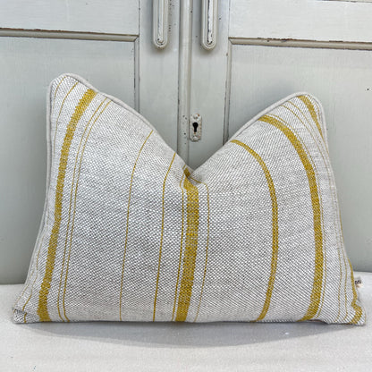 Cushions Made In Fermoie Carskiey Single Stripe Luxury Designer Decorative Neutral Yellow Linen Cushion Pillow Throw Cover