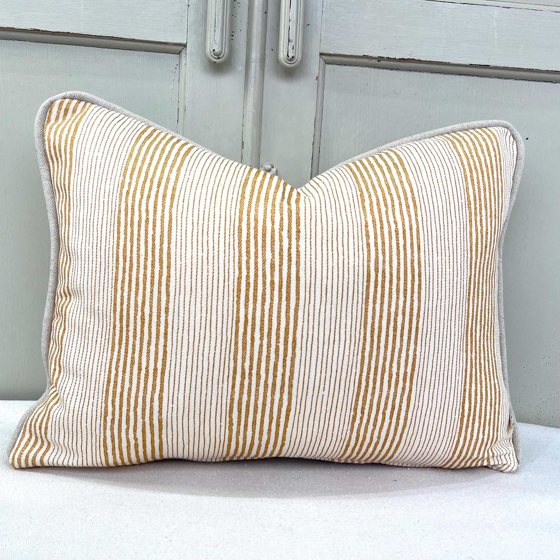 Cushions Made In Fermoie Ticking Stripe Luxury Designer Decorative Corn Yellow Cotton Cushion Pillow Throw Cover