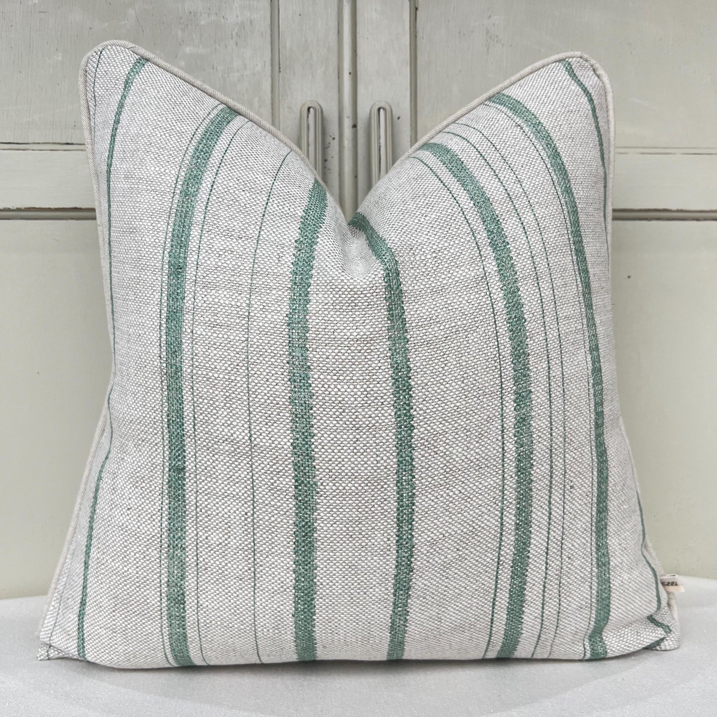 Cushions Made In Fermoie Carskiey Single Stripe Luxury Designer Decorative Neutral Green Linen Cushion Pillow Throw Cover