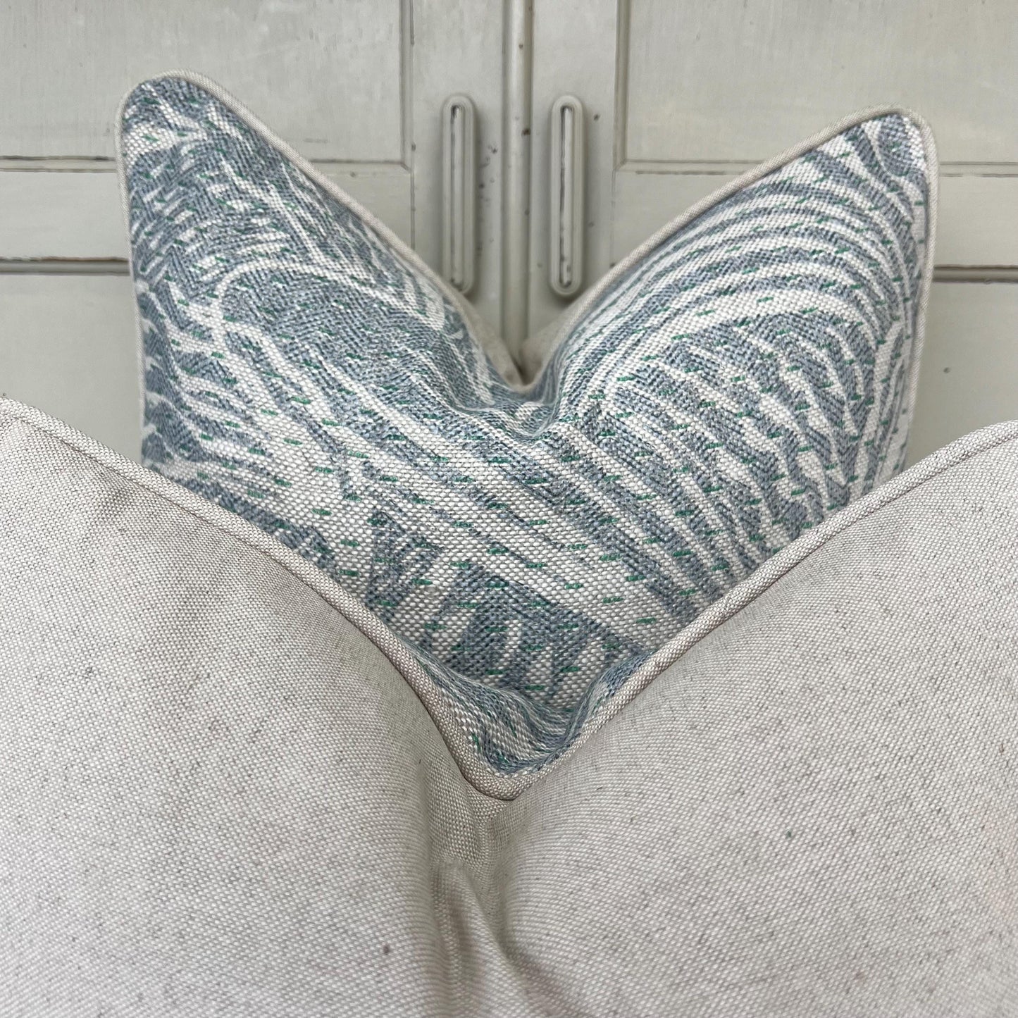 Cushions Made In Fermoie Savernake Linen Luxury Designer Decorative Pale Blue Cushion Pillow Throw Cover