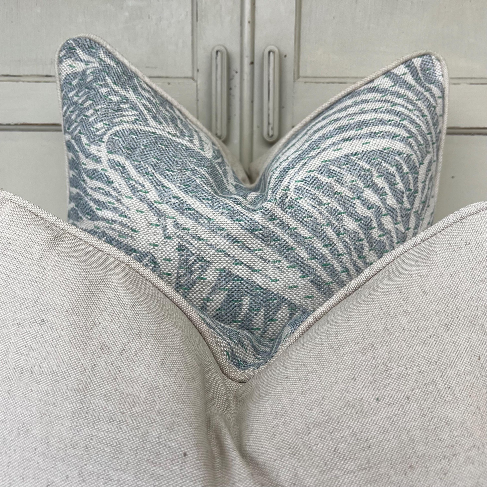 Cushions Made In Fermoie Savernake Linen Luxury Designer Decorative Pale Blue Cushion Pillow Throw Cover