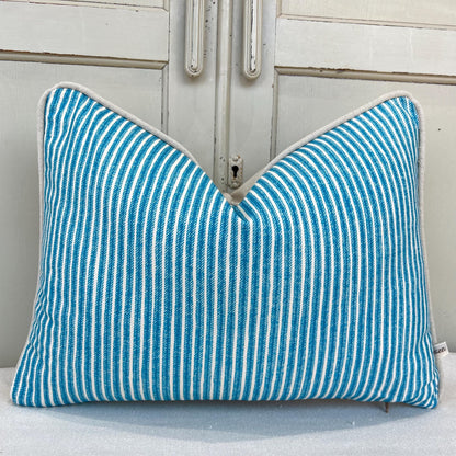 Cushions Made In Fermoie Luxury Designer Poulton Stripe Turquise Blue Cushion Pillow Throw Cover
