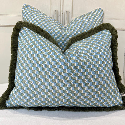 Cushions Made In Fermoie Ruffle Blue Green Cotton Decorative Sofa Throw Pillow Cover