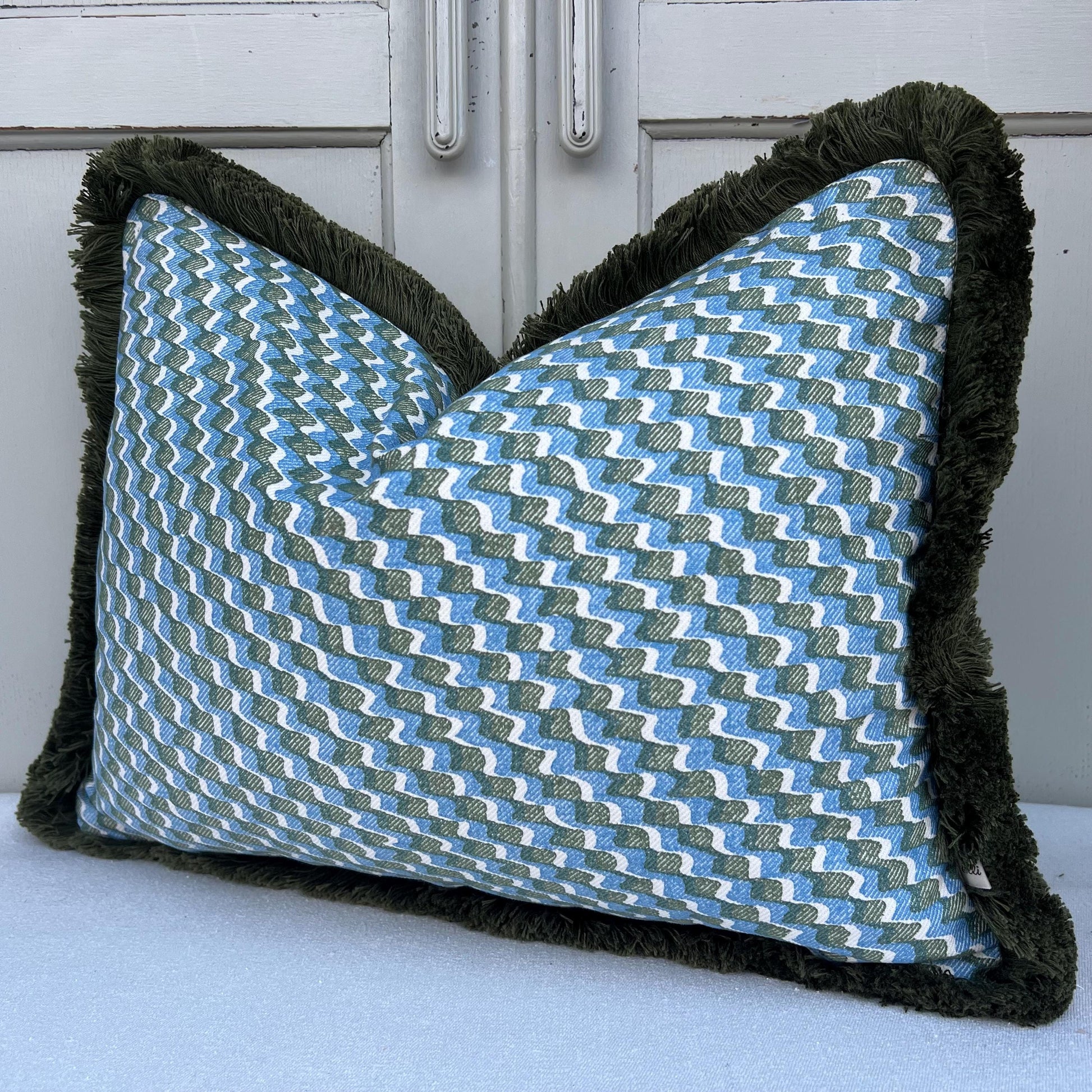 Cushions Made In Fermoie Ruffle Blue Green Cotton Decorative Sofa Throw Pillow Cover