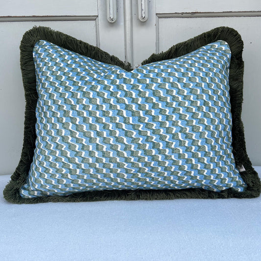 Cushions Made In Fermoie Ruffle Blue Green Cotton Decorative Sofa Throw Pillow Cover