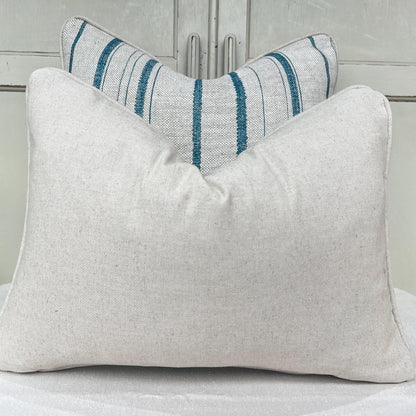 Cushions Made In Fermoie Carskiey Single Stripe Luxury Designer Decorative Neutral Bright Blue Linen Cushion Pillow Throw Cover