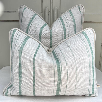Cushions Made In Fermoie Carskiey Single Stripe Luxury Designer Decorative Neutral Green Linen Cushion Pillow Throw Cover
