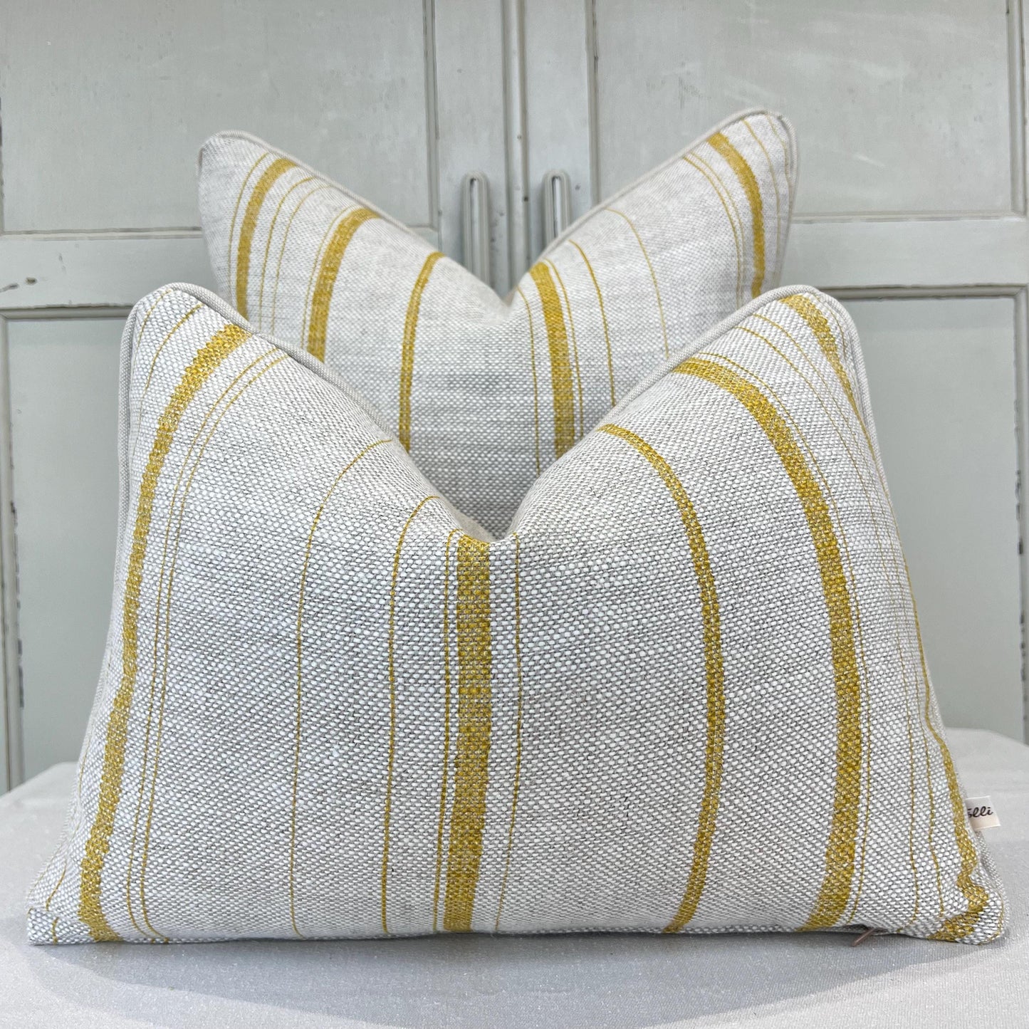 Cushions Made In Fermoie Carskiey Single Stripe Luxury Designer Decorative Neutral Yellow Linen Cushion Pillow Throw Cover