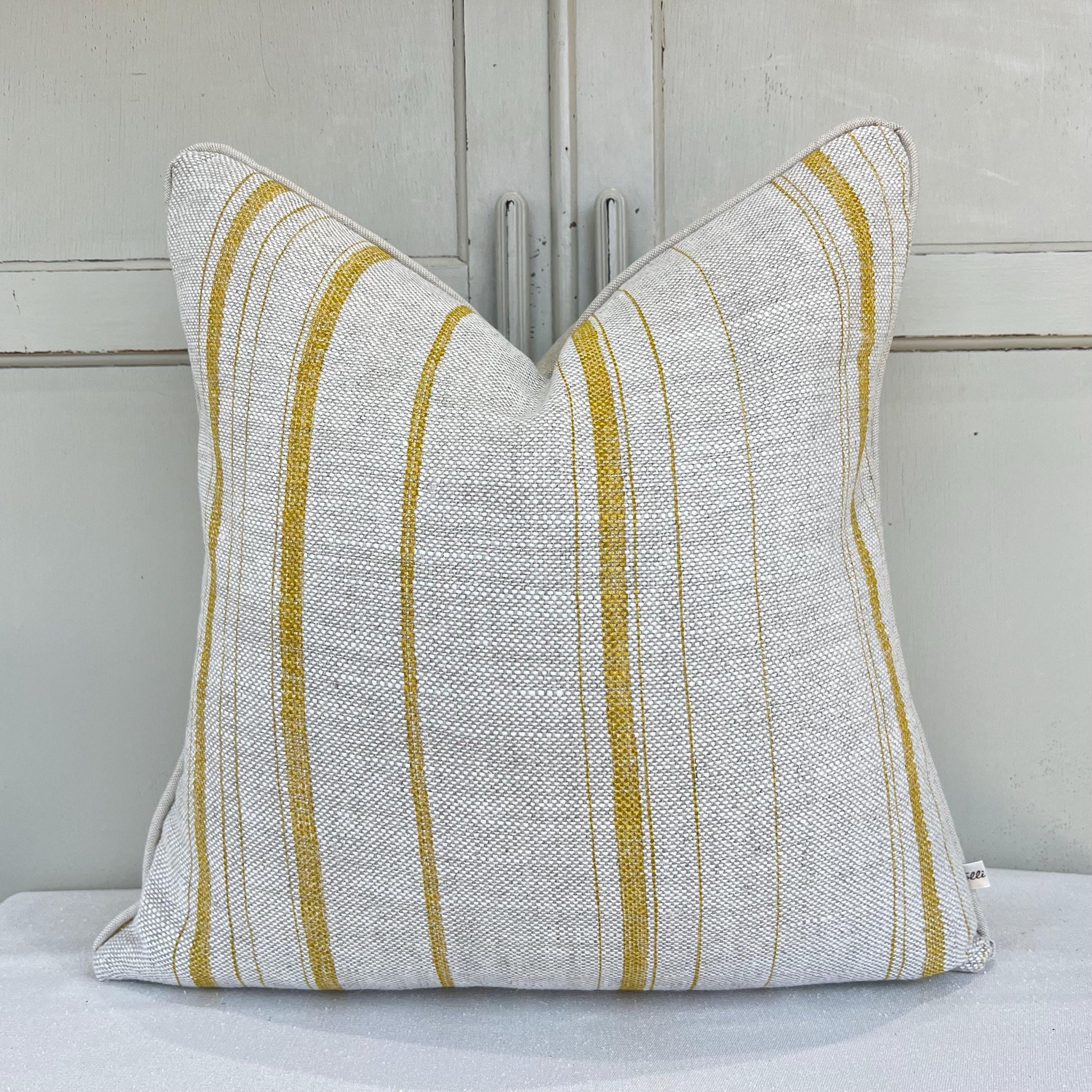 Cushions Made In Fermoie Carskiey Single Stripe Luxury Designer Decorative Neutral Yellow Linen Cushion Pillow Throw Cover