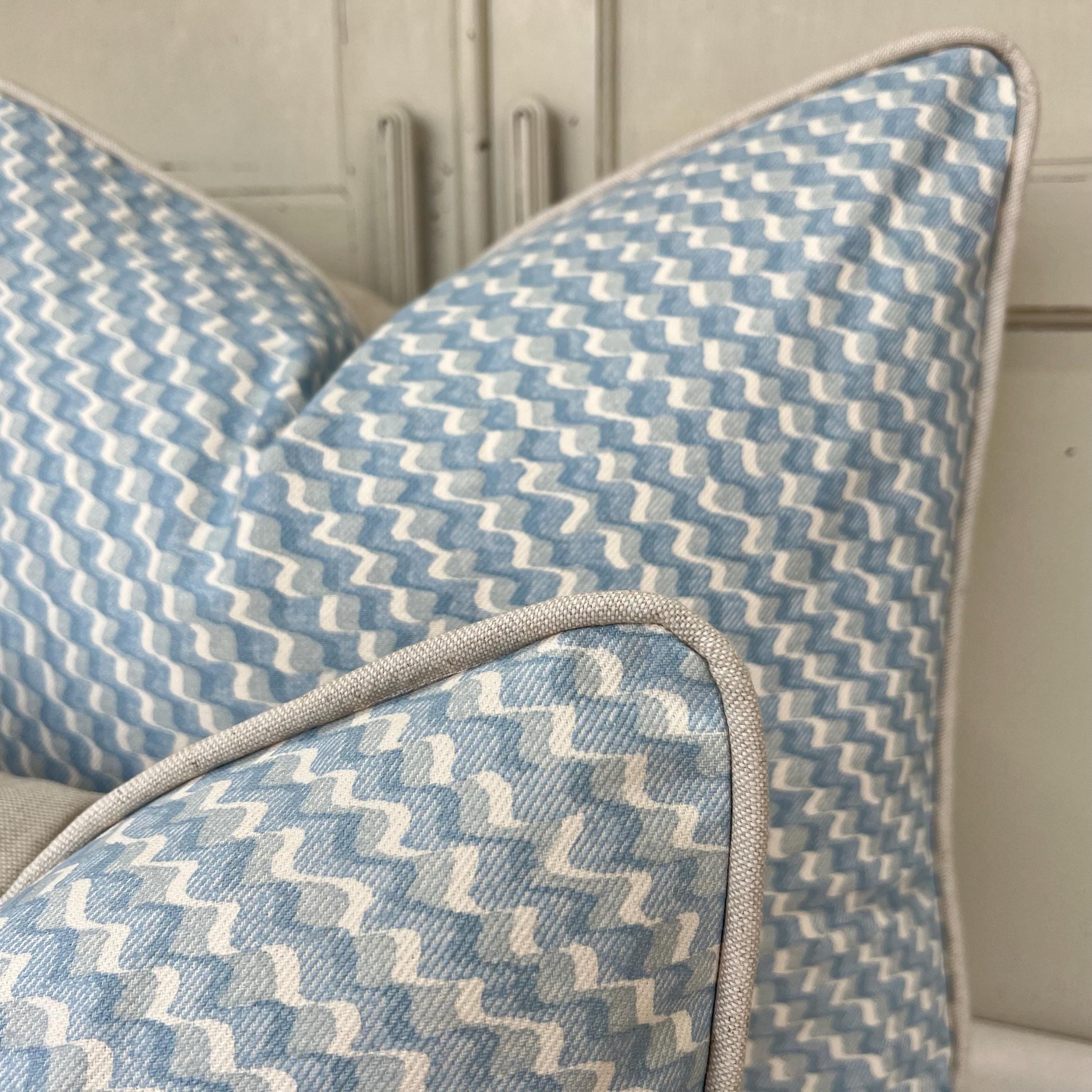 Cushions Made In Fermoie Ruffle Blue Cotton Decorative Sofa Throw Pillow Cover