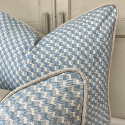 Cushions Made In Fermoie Ruffle Blue Cotton Decorative Sofa Throw Pillow Cover