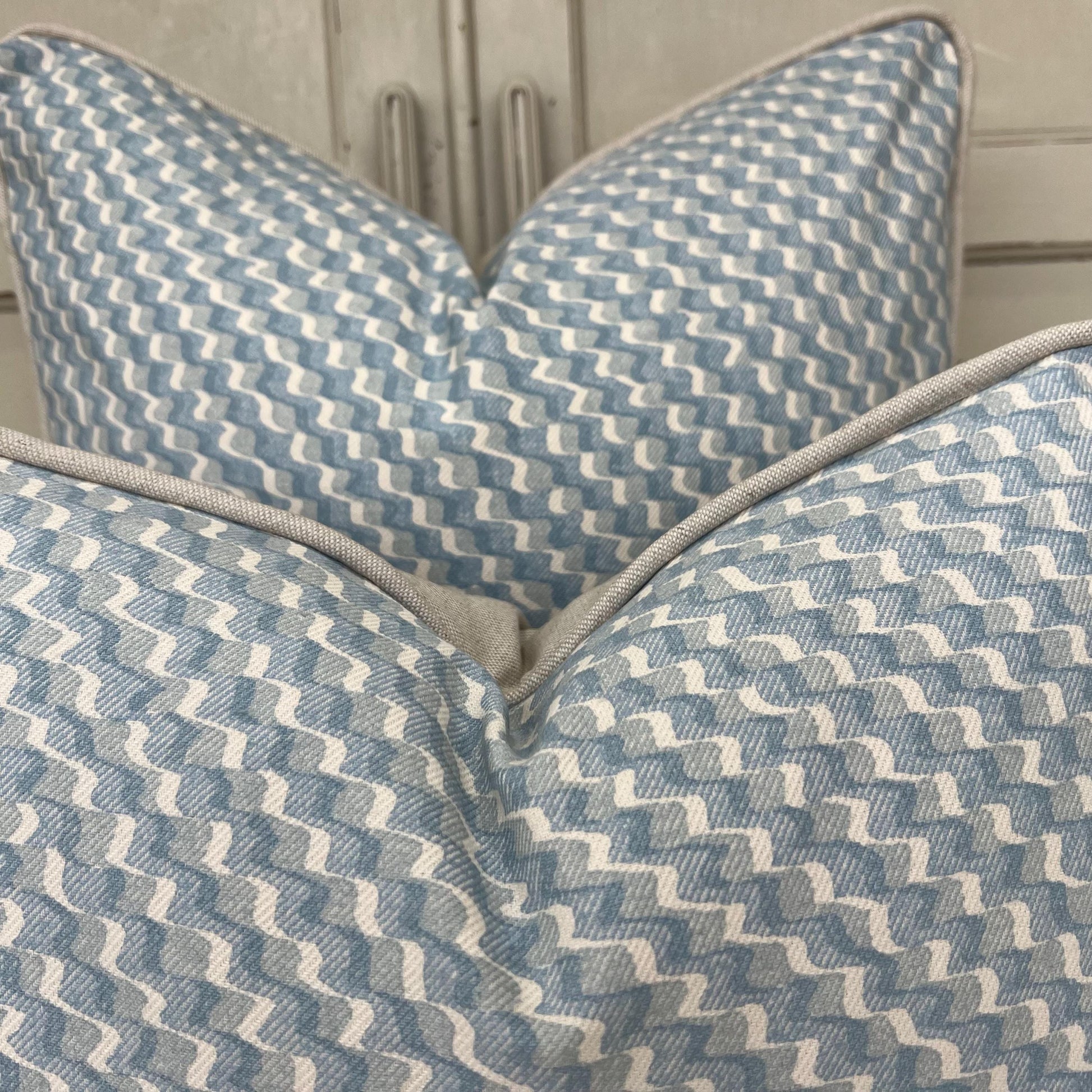 Cushions Made In Fermoie Ruffle Blue Cotton Decorative Sofa Throw Pillow Cover