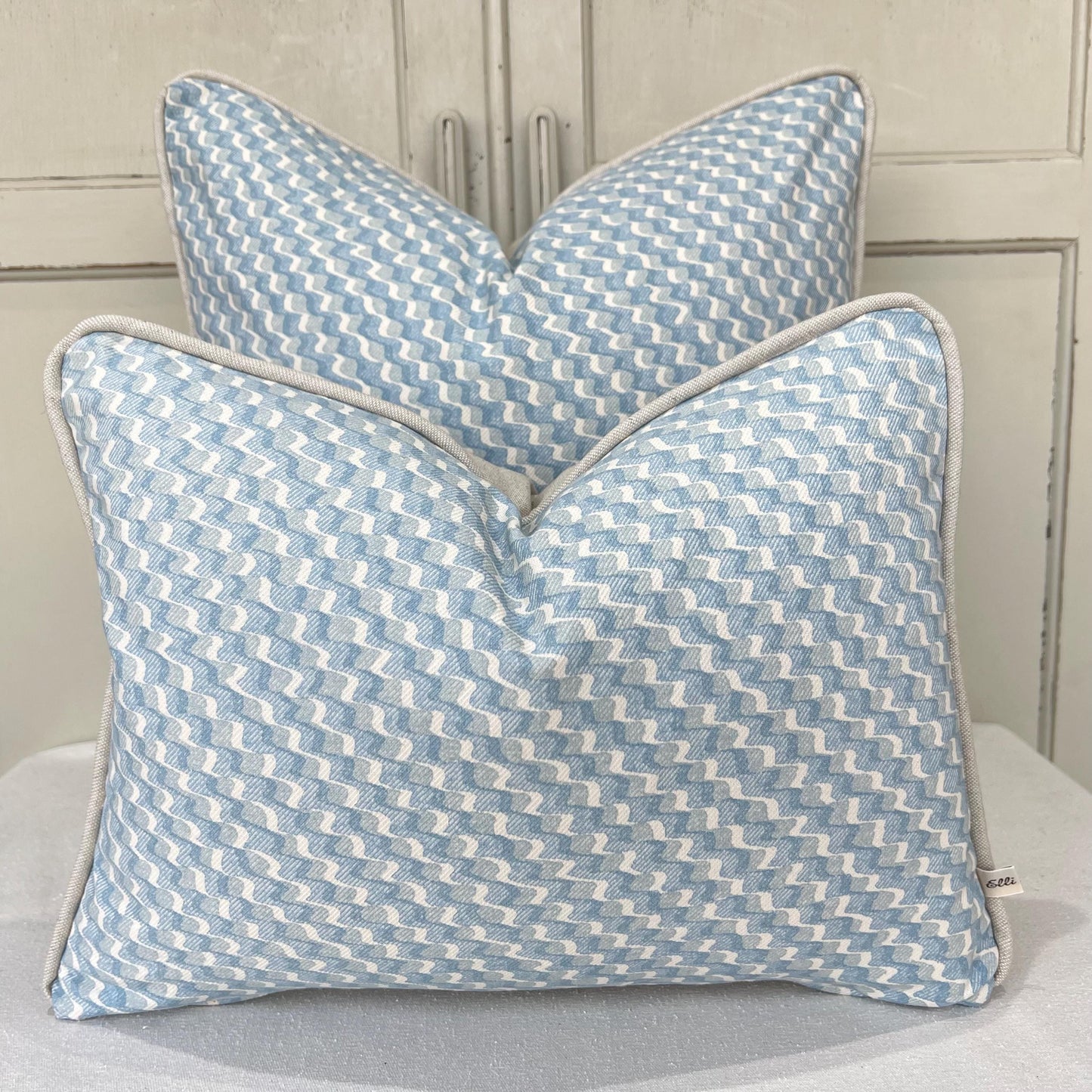 Cushions Made In Fermoie Ruffle Blue Cotton Decorative Sofa Throw Pillow Cover