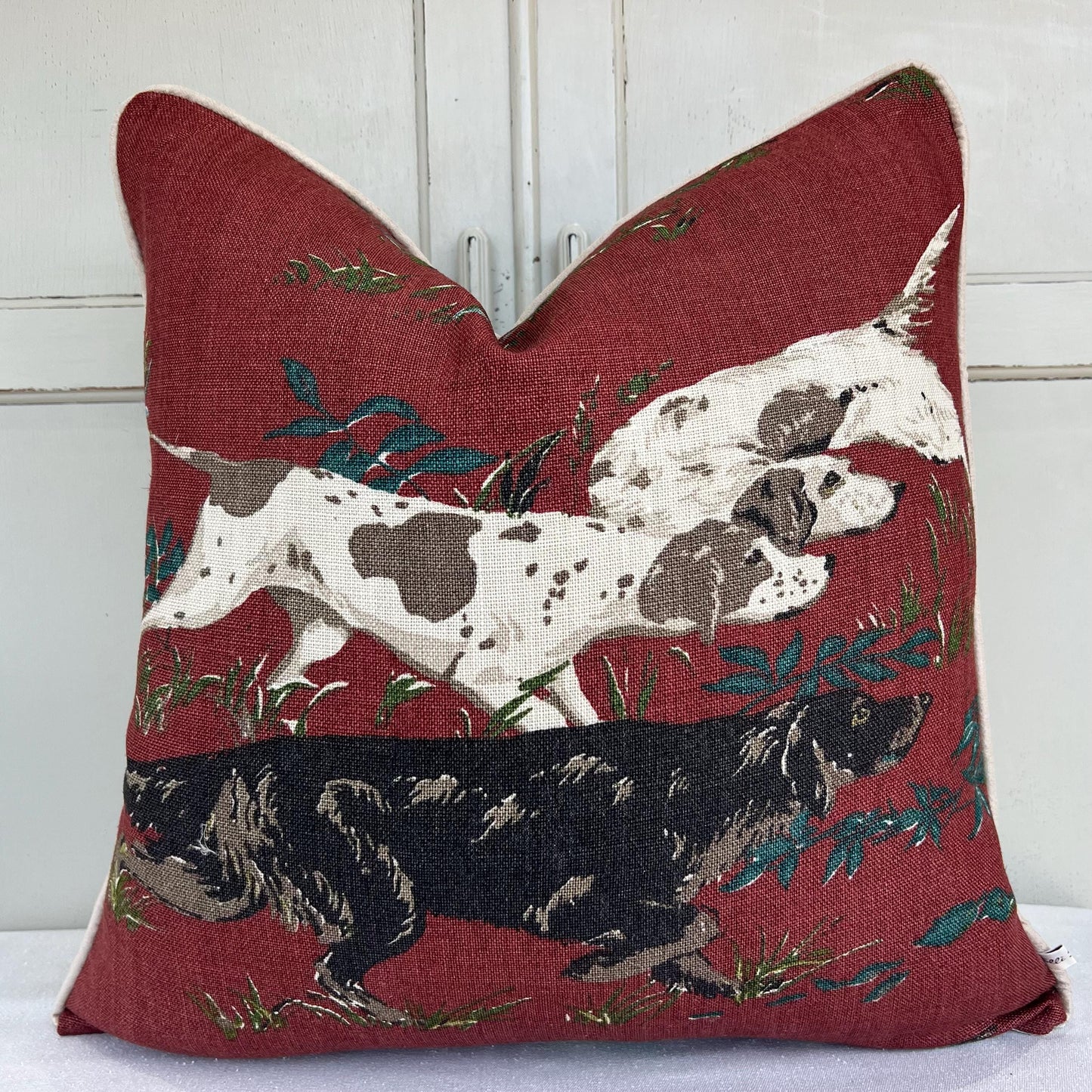 Schumacher Luxury Designer Pointers Burgundy Cushion Pillow Cover