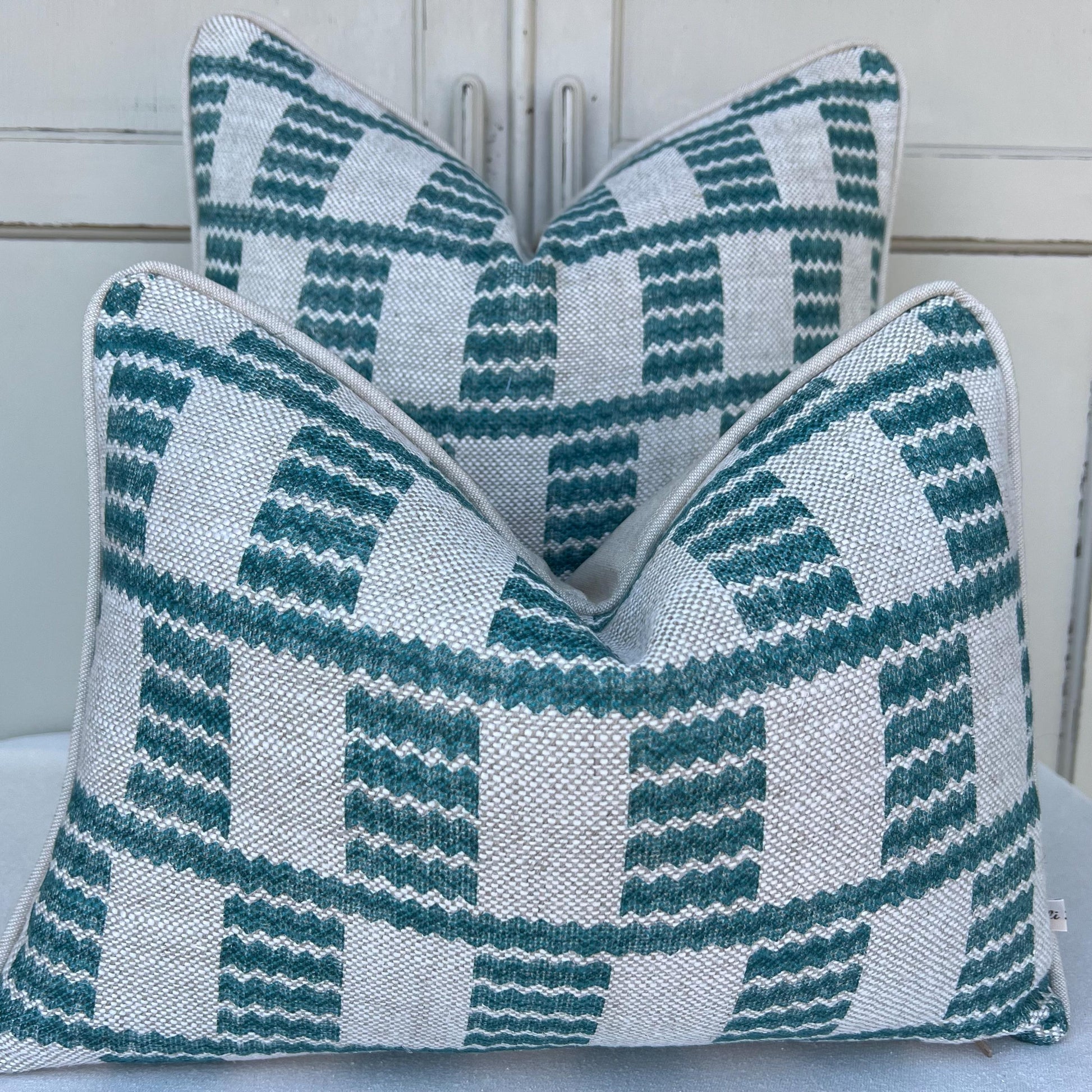 Cushions Made In Fermoie Cove Linen Luxury Designer Decorative Teal Neutral Cushion Pillow Throw Cover