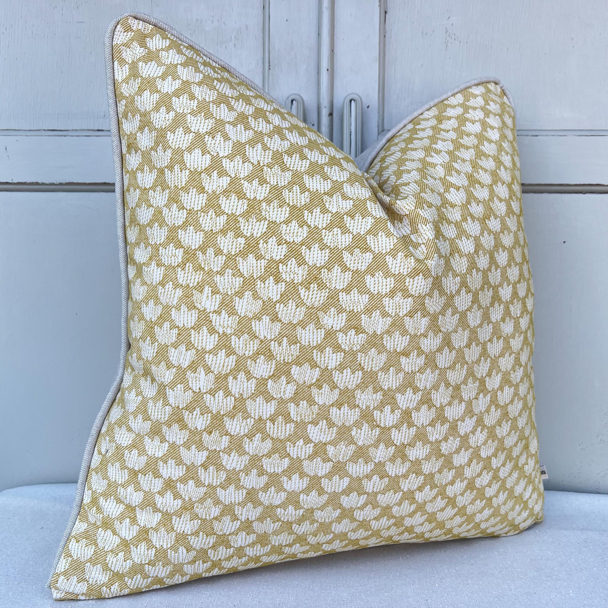 Cushions Made In Fermoie Eythorne Luxury Yellow Neutral Cotton Cushion Pillow Throw Cover