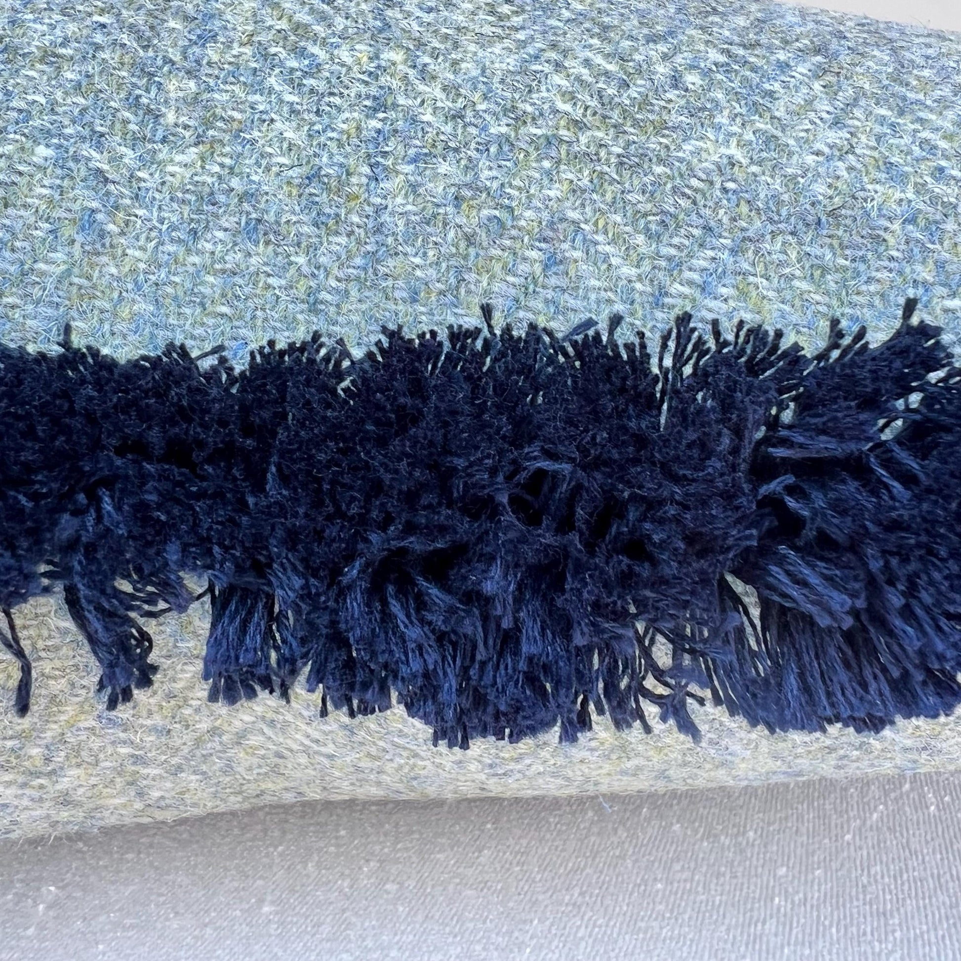 Harris Tweed Luxury Designer Soft Green Double Sided Fringe Wool Cushion Sofa Throw Pillow