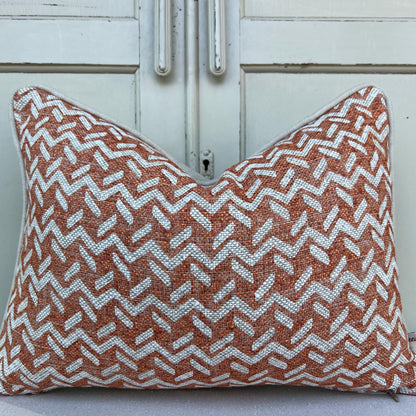 Fermoie Chiltern Luxury Designer Decorative Neutral Orange Linen Cushion Pillow Throw Cover