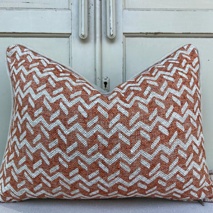 Fermoie Chiltern Luxury Designer Decorative Neutral Orange Linen Cushion Pillow Throw Cover