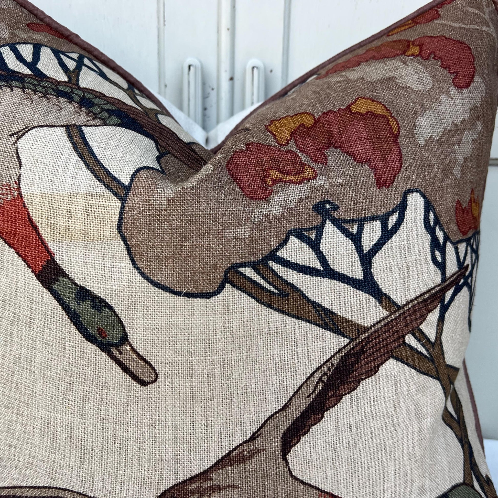 Luxury Designer Mulberry Flying Ducks Stone Brown Luxury Cushion Pillow Cover