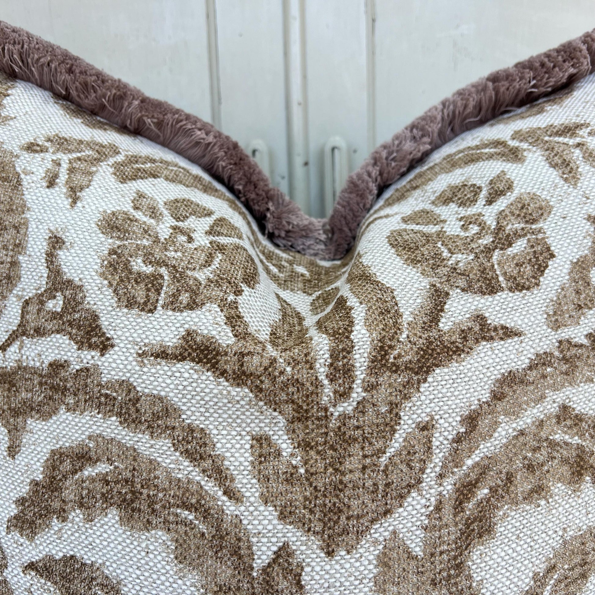 Fermoie Marlborough Designer Brush Fringe Decorative Brown Linen Cushion Pillow Throw Cover