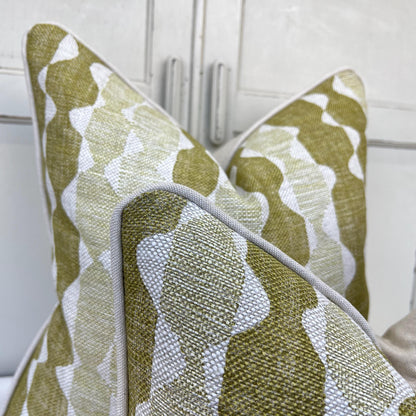 Fermoie Whittle Luxury Designer Decorative Green Linen Cushion Pillow Throw Cover