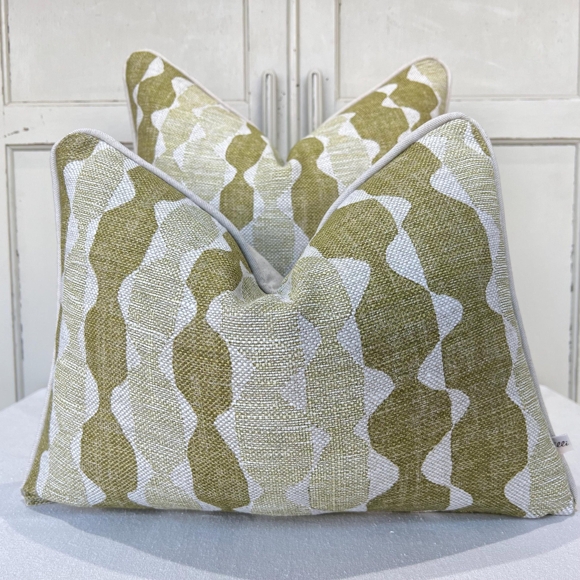 Fermoie Whittle Luxury Designer Decorative Green Linen Cushion Pillow Throw Cover