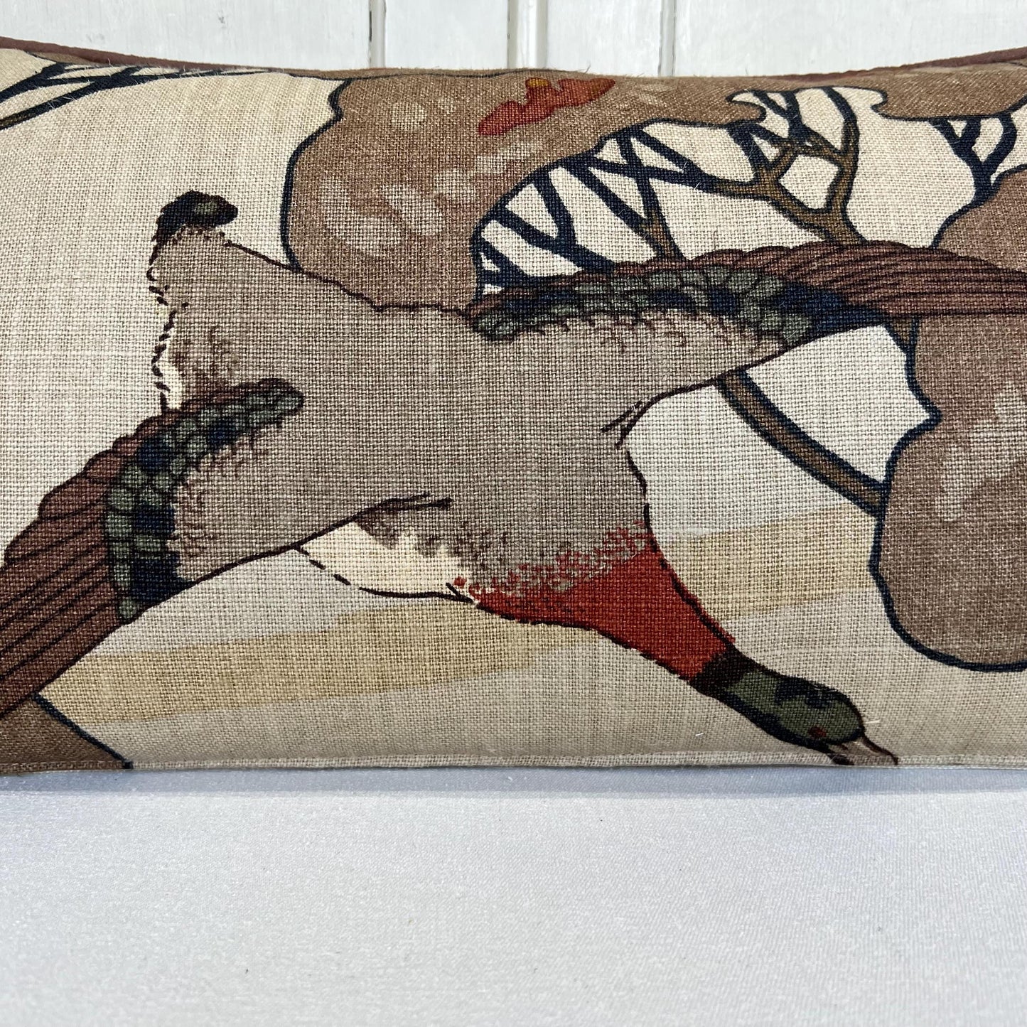 Luxury Designer Mulberry Flying Ducks Stone Brown Lumbar Luxury Cushion Pillow Cover